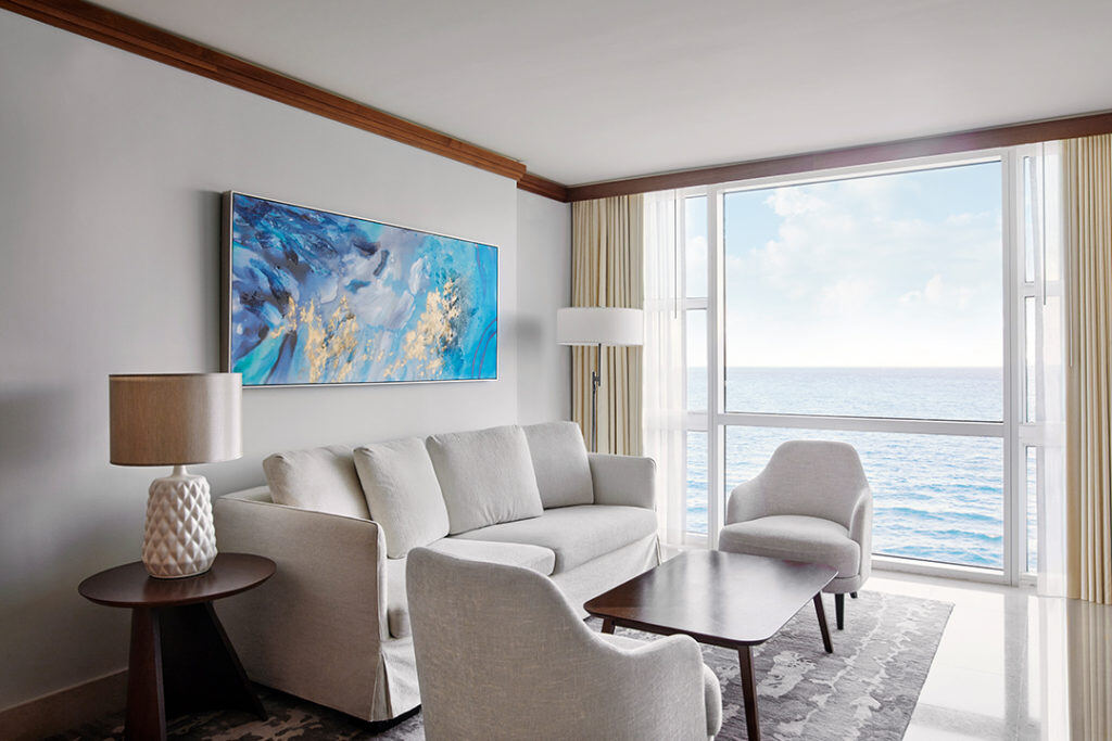 Suite living room facing the ocean