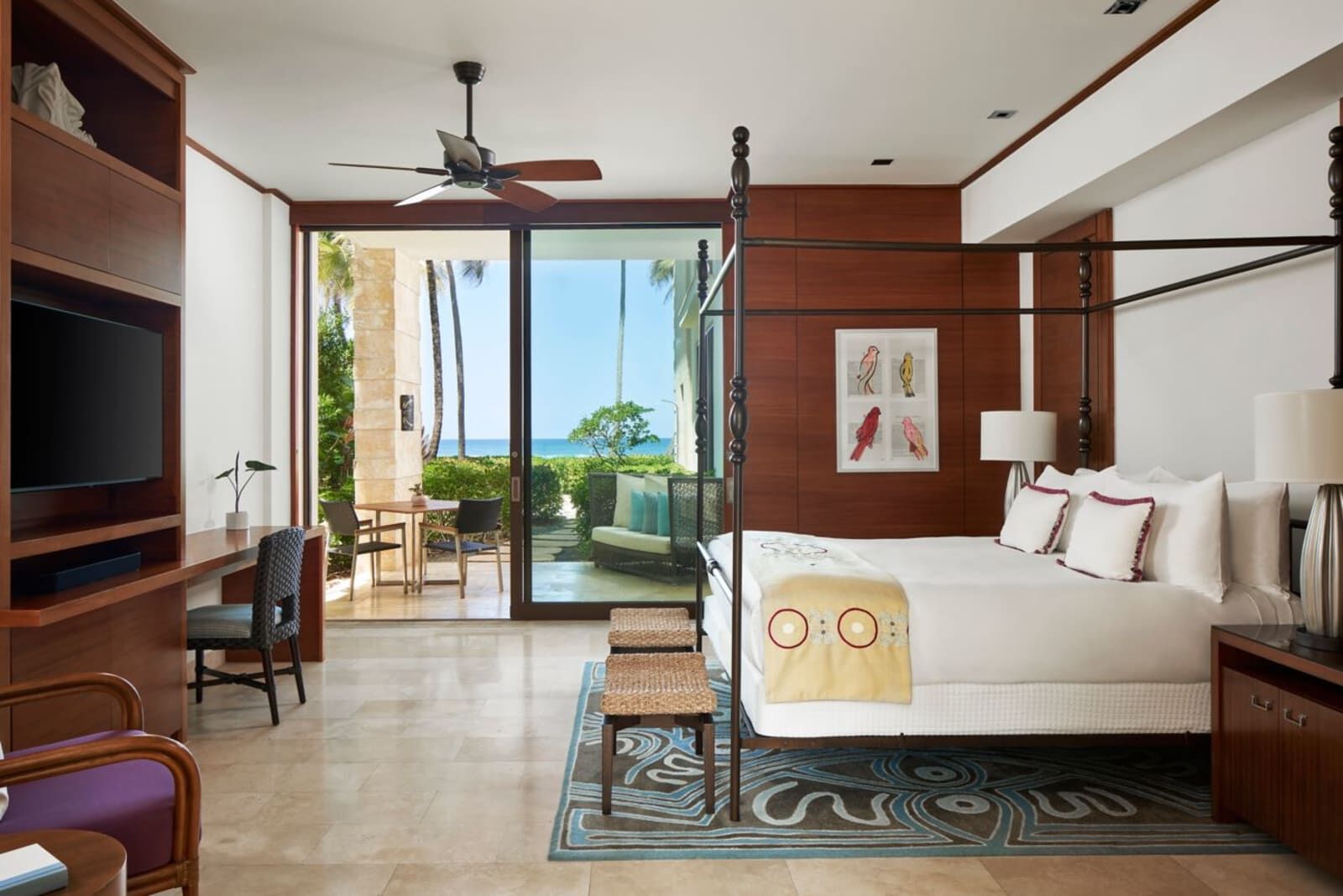 Four-poster bedroom with terrace doors