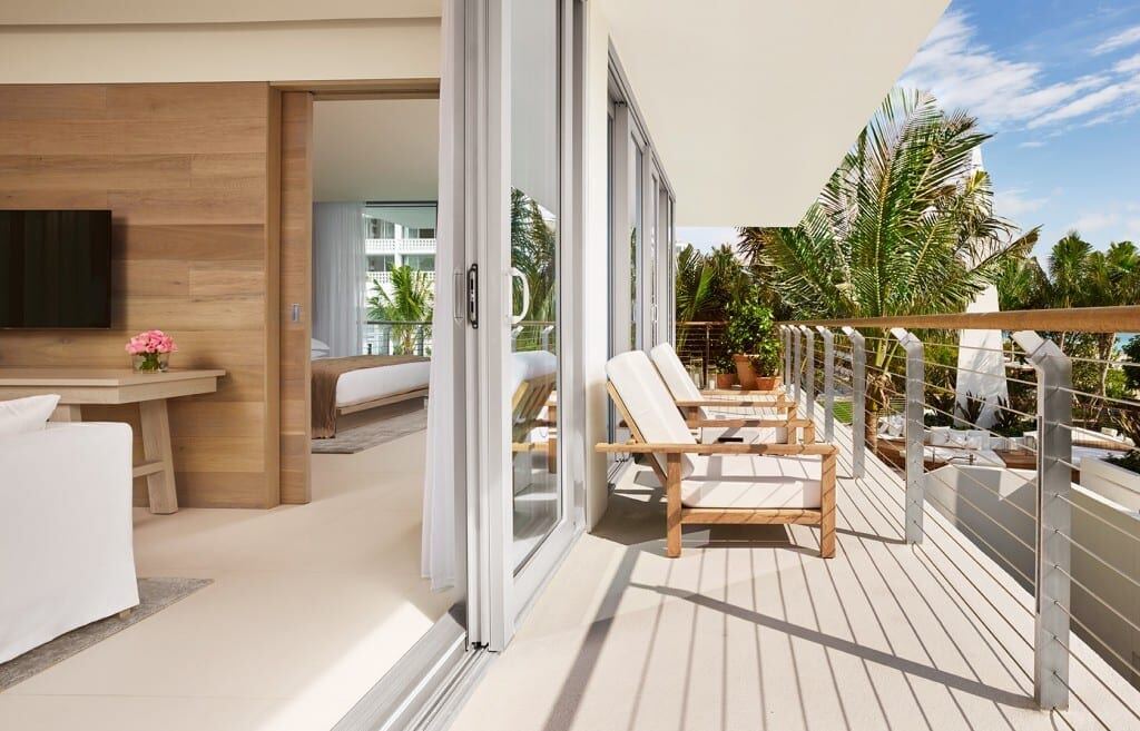 Bungalow suite deck opening to the gardens