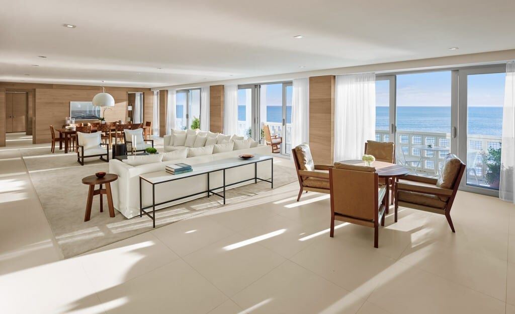 Penthouse living room at dusk