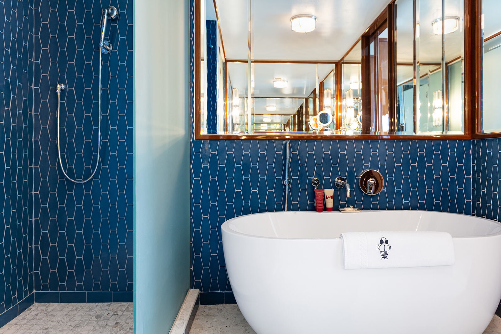 Suite bathroom with freestanding tub