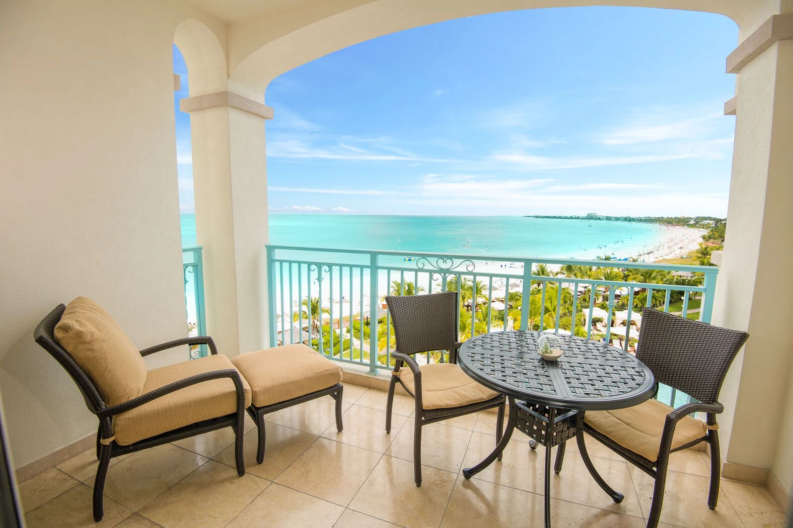 Balcony table above the beach