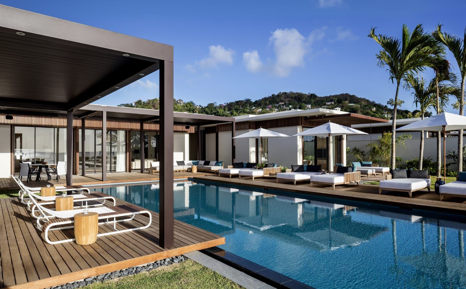 Beachfront villa pool deck